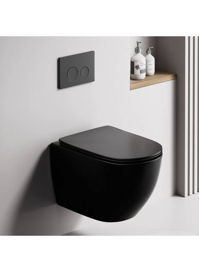 بيور مرحاض جداري مدمج من Pure لون أسود مطفي | تصميم مخفي عصري | مقعد إغلاق ناعم | سيراميك سهل التنظيف - Image 3